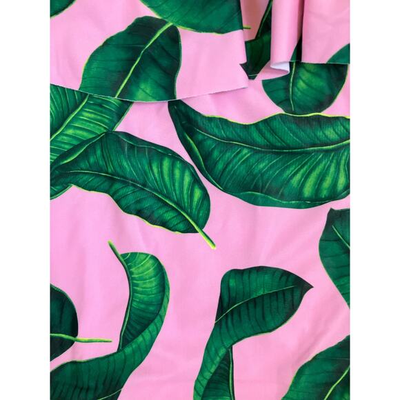 New Tempt Me Pink Green Tropical Leaf One Piece Swimsuit Medium - Picture 3 of 5